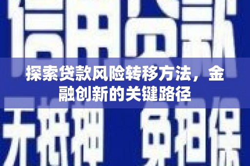 贡嘎探索贷款风险转移方法，金融创新的关键路径